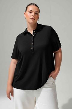 Immagine di CURVY GIRL BLACK HIGH QUALITY COTTON POLO SHIRT